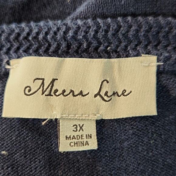 Meera Lane Navy Open Front Cardigan Elbow Sleeves 3X - Picture 9 of 10